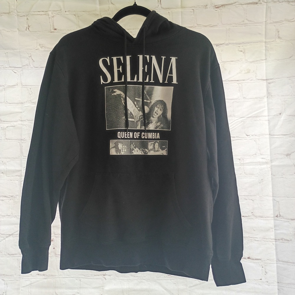 Selena Quintanilla Queen of Columbia Black Graphic Hoodie Sweatshirt Mens Large